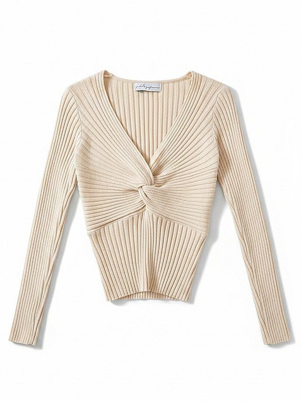 NWT! Petal & Pup Rib-Knit Twist Front Sweater - Cream